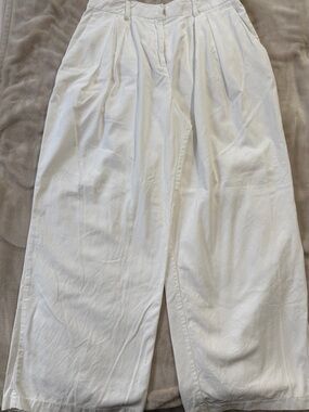 STAUD White Wide-Leg Pleated Pants